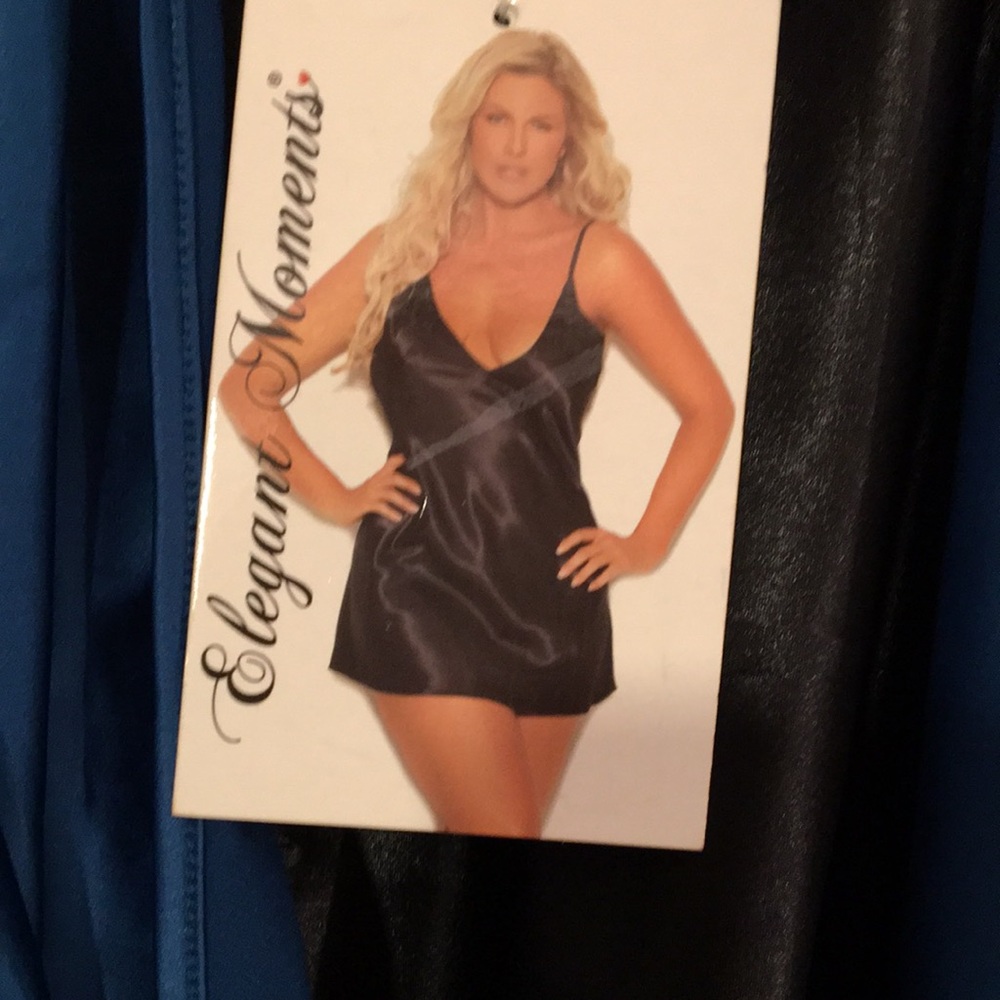 Teal Blue and Black Women's Robe & Chemise Lounge Set Woman’s Size 3X Plus Size - Picture 4 of 16